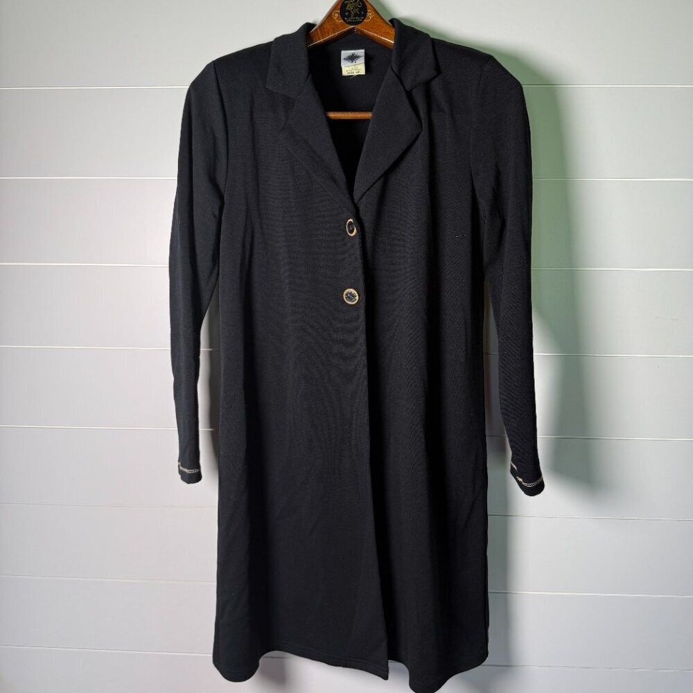 California Concepts Black Cardigan Womens 6 Petite Maxi Duster 80s VTG